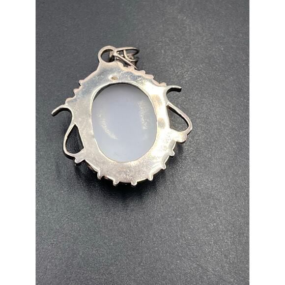 Dalmatian Jasper Spotted Sterling Silver patience understanding Stone Pendant - Picture 5 of 6